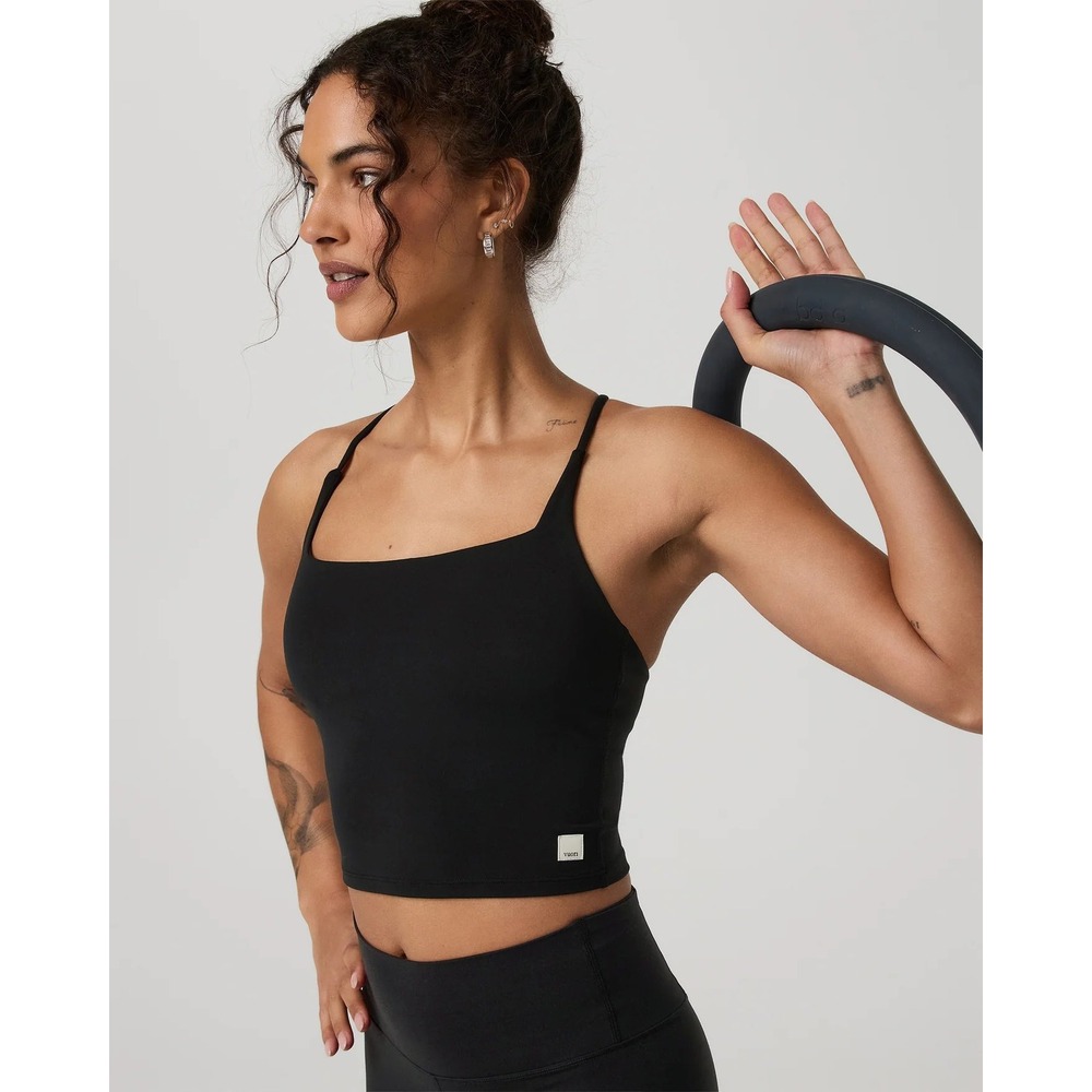 Vuori Women's AllTheFeels Strappy Back Crop Tank Black M Sporty Athleisure